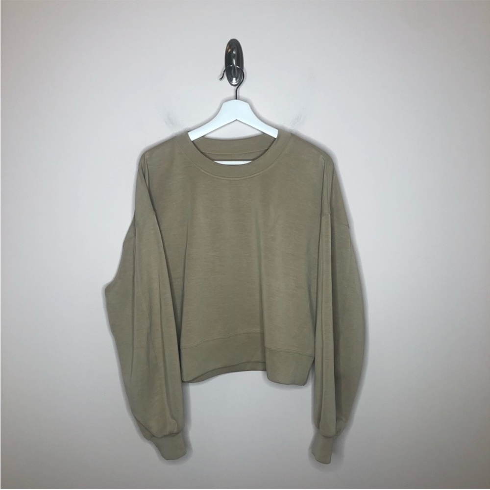 Lululemon Perfectly Oversized Cropped Crew Sweatshirt Softstreme Trench Tan